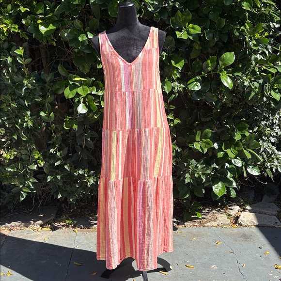 Marine layer Corinne Maxi Dress in Red Variegated Stripe Size Small - Picture 3 of 11